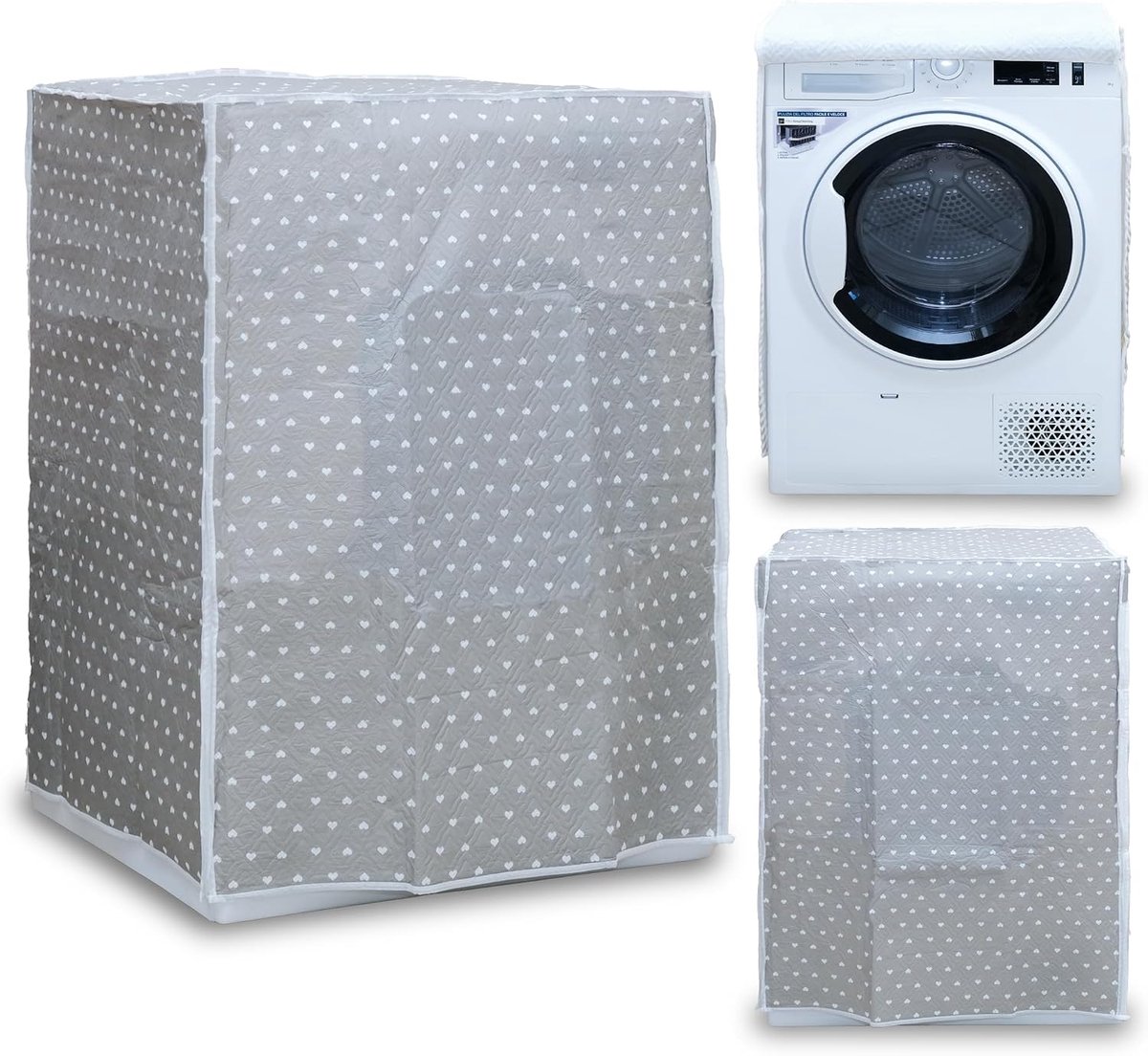 Afdekking voor wasmachine en wasdroger voor binnen, waterdichte afdekking met ritssluiting, stofbescherming, voor gebruik binnenshuis, 62 x 58 x 85 cm