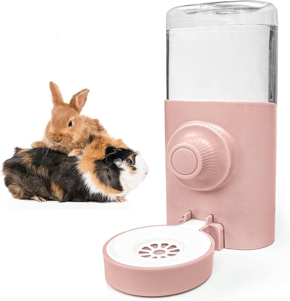 waterdispenser voor konijnen, automatische waterdispenser, voor konijnen, 600 ml, hangende drinkfles voor huisdieren, cavia's, hamsters, chinchillafretten, roze, eenheidsmaat