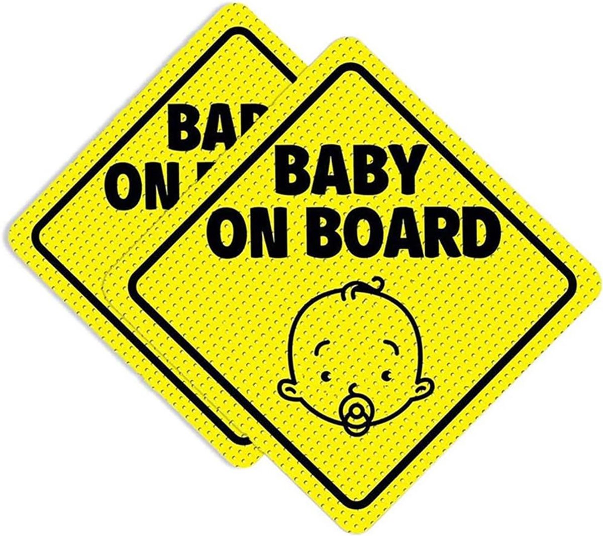 Baby met boordbord, 2 stuks veiligheidswaarschuwingsstickers "baby met boord" voor auto, afneembaar, waterdicht, reflecterend 's nachts (12,5 cm)