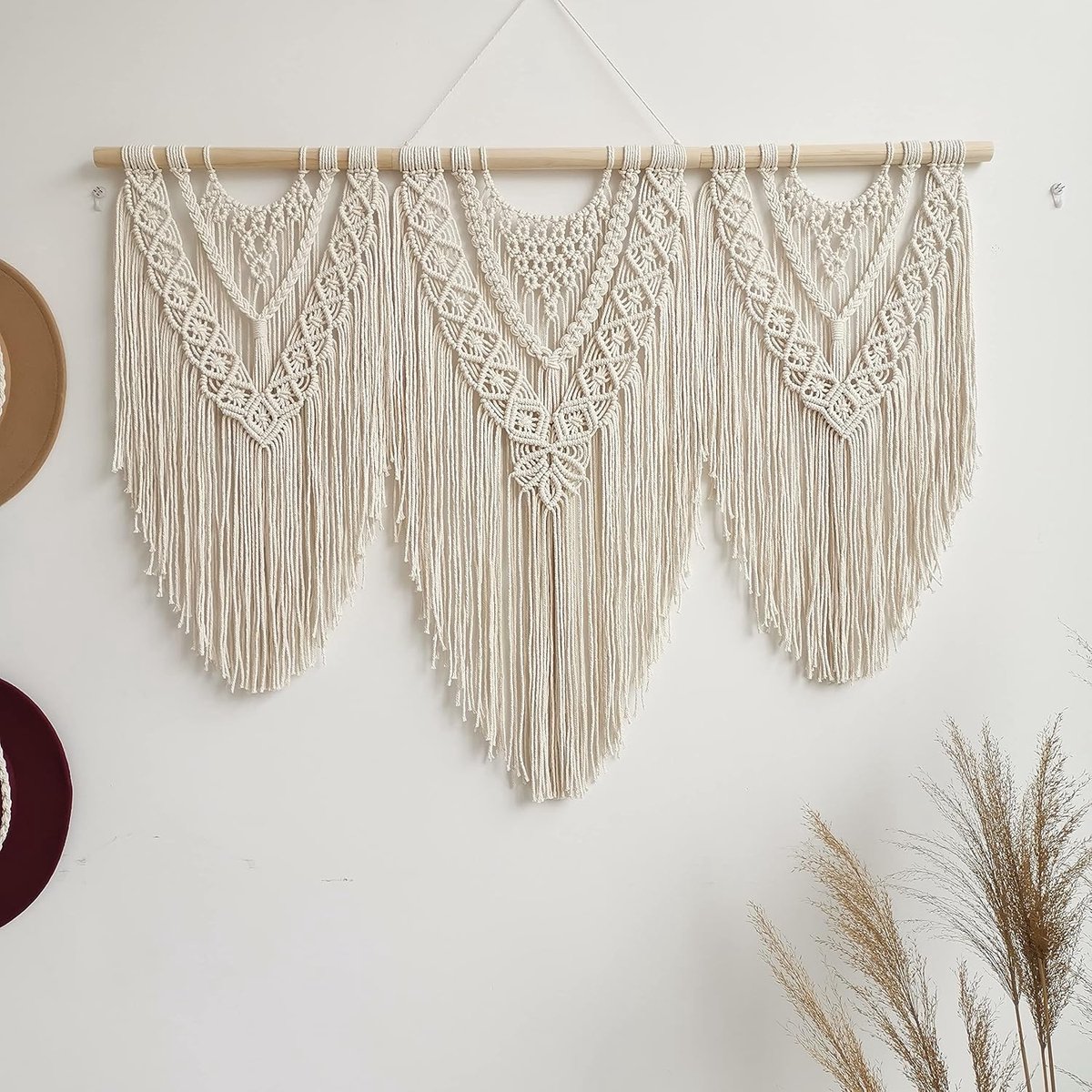 Muurbehang Kunst geweven Wandtapijt boho deco Chic Home Decor Apartment Slaapzaal Kamerdecoratie, 110cm (W) x 82cm (H), balkon decoratie, wanddecoratie boho (SET F)