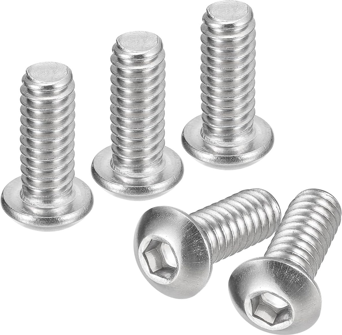 1/4-20 x 5/8" knopkopschroeven, 25 stuks 304 roestvrij stalen bevestiging, zeskantschroeven, volledige schroefdraad, zeskantige rail