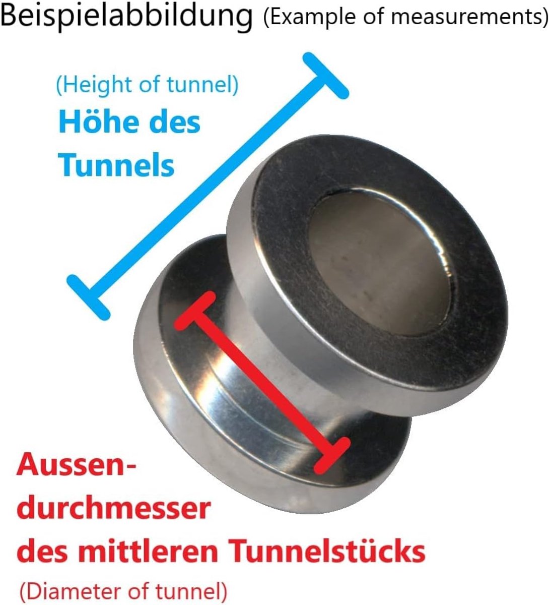 TUNNEL 4-18mm CHIRURGENSTAAL 316L ROESTVRIJ STAAL Piercing Sieraden Plug Tube Ear Plug Schroef Draad Stalen Ear-Plug (18mm, Zwart Donker)