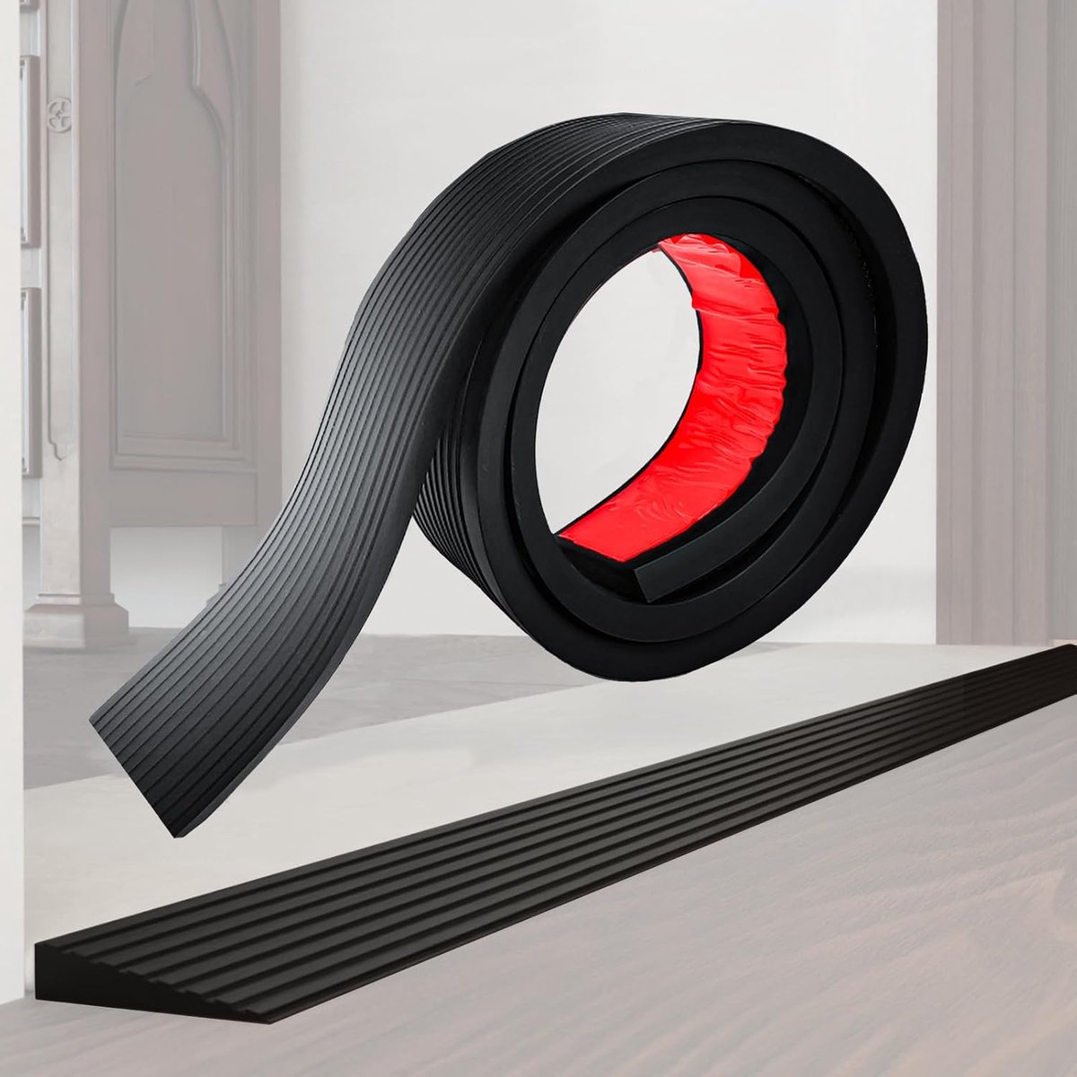 2M x 8cm x 2,0cm, belastbaar tot 800 kg, Zelfklevende Rubberen Drempelramp, Voor 2,0cm Hoogteverschil Deurdrempel, Geschikt voor Rolstoel, Kinderwagen en Zuigrobot (Zwart)