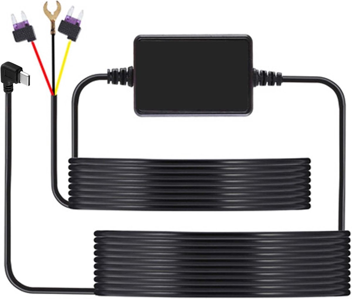 Kit voor F7N type C-versie dashcam: type C-aansluiting hardwire-kit voor dashcam, parkeerbewaking, 12 V/24 V naar 5 V, dashcam hardwire met laagspanningsbeveiliging
