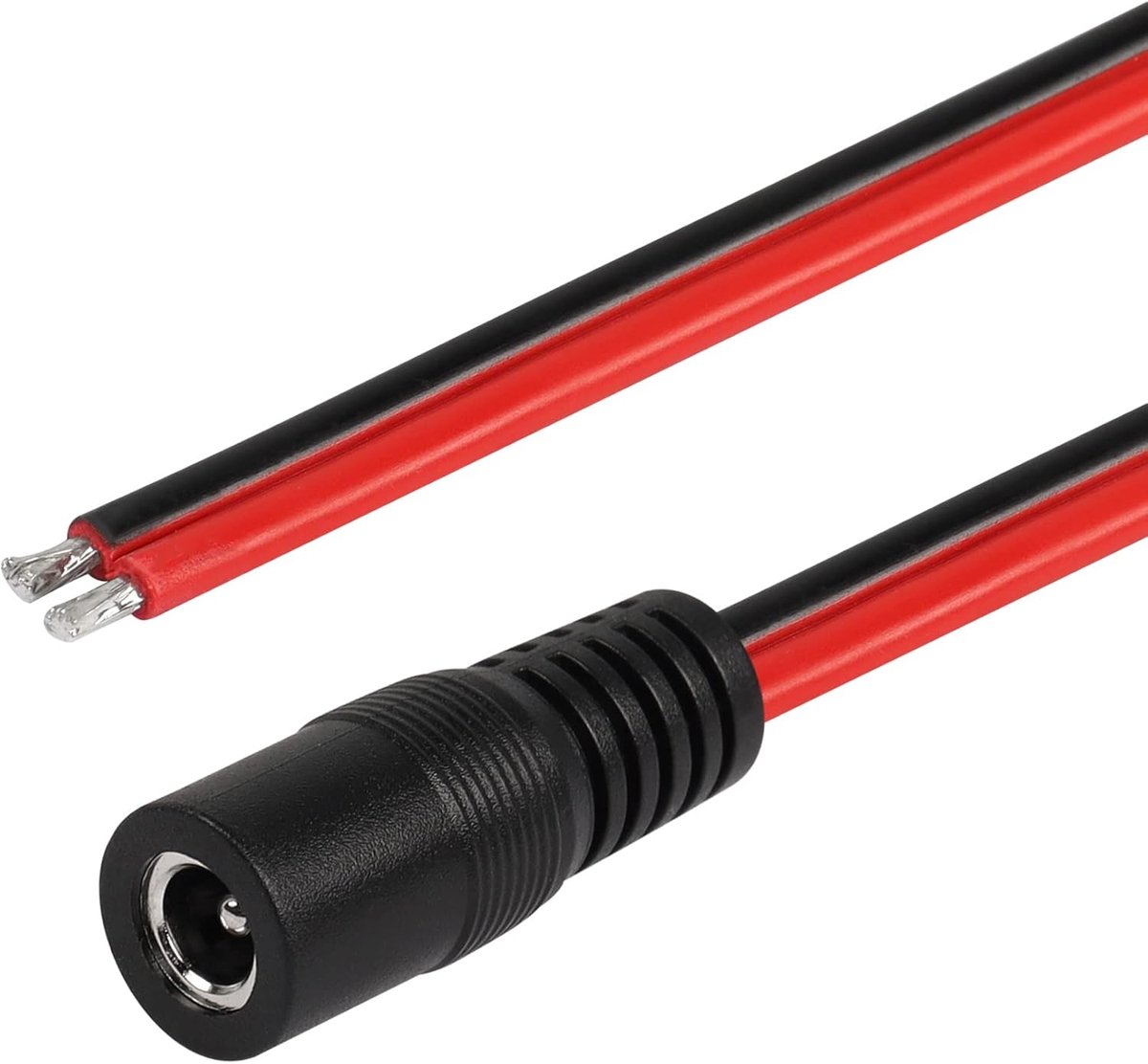 DC5521 Power Pigtails kabel, 1 FT 14AWG 5,5 mm x 2,1 mm DC vrouwelijke open end stroomdraad, DC Supply Repair kabel voor CCTV-beveiligingscamera, ledstrip, licht, etc-2 stuks, 1FT 5521
