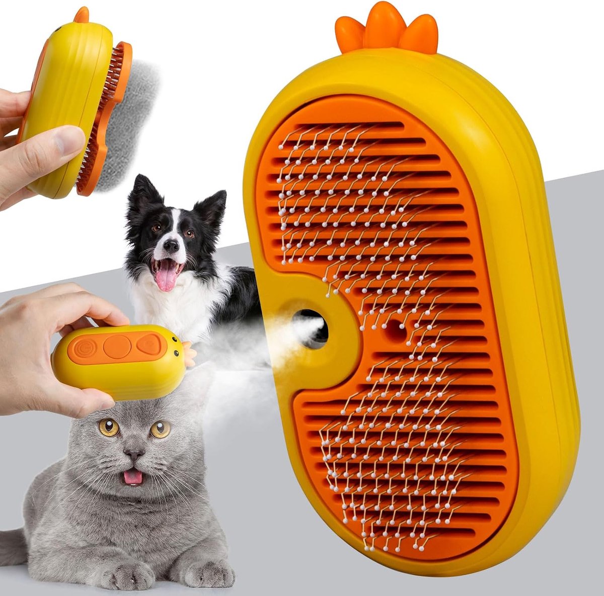 Stoomborstel voor katten, spray kattenborstel met ontgrendelingsknop, zelfreinigende stoom huisdierborstel voor katten uittrekken, kattengrooming borstel voor het verwijderen van knopen, los