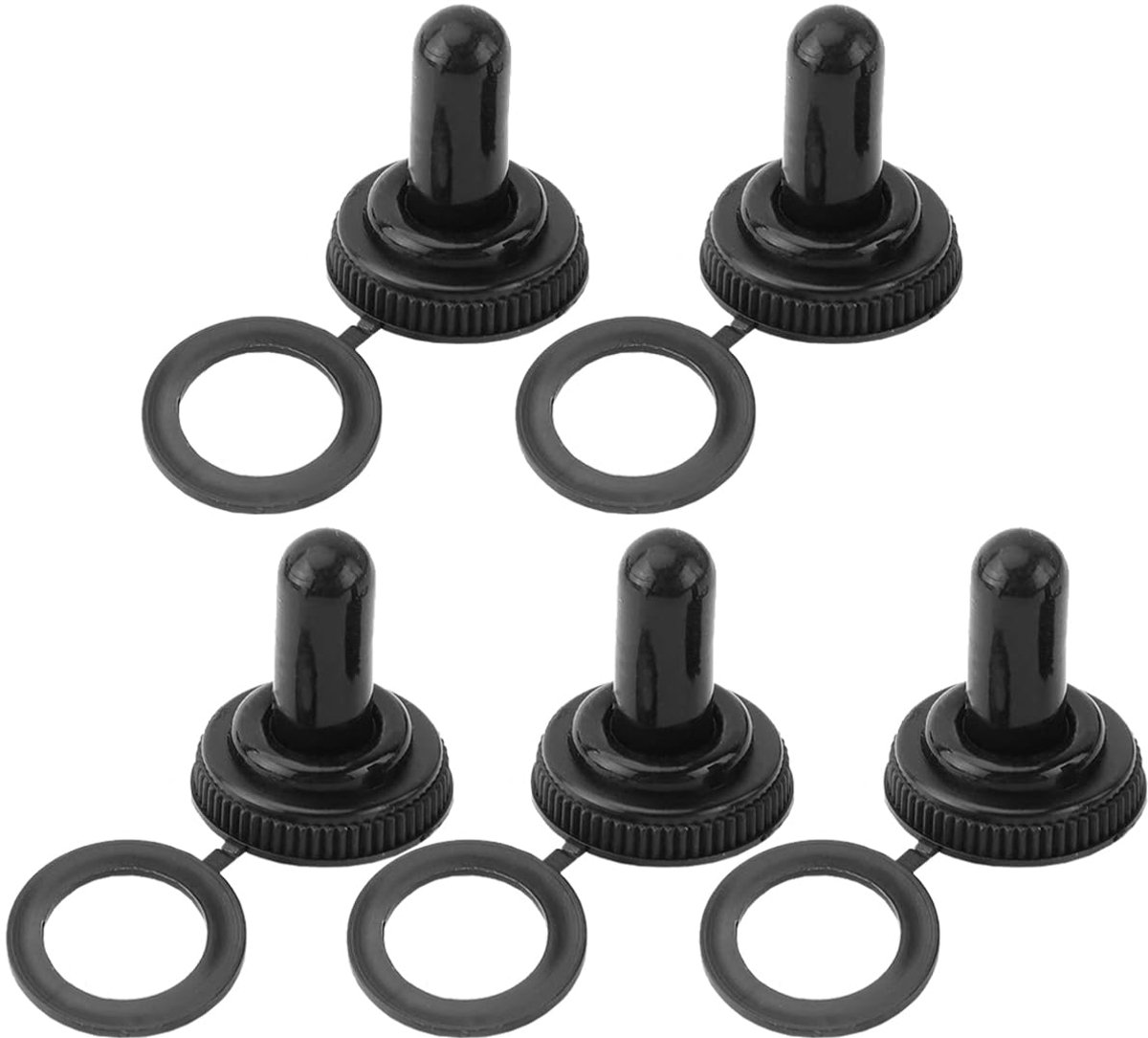 5 stuks waterdichte stofdichte rubberen manchetten met 12 mm montagegaten tuimelschakelaar schroefdraadafdekking en weerbestendige beschermkap voor de meeste tuimelschakelaars