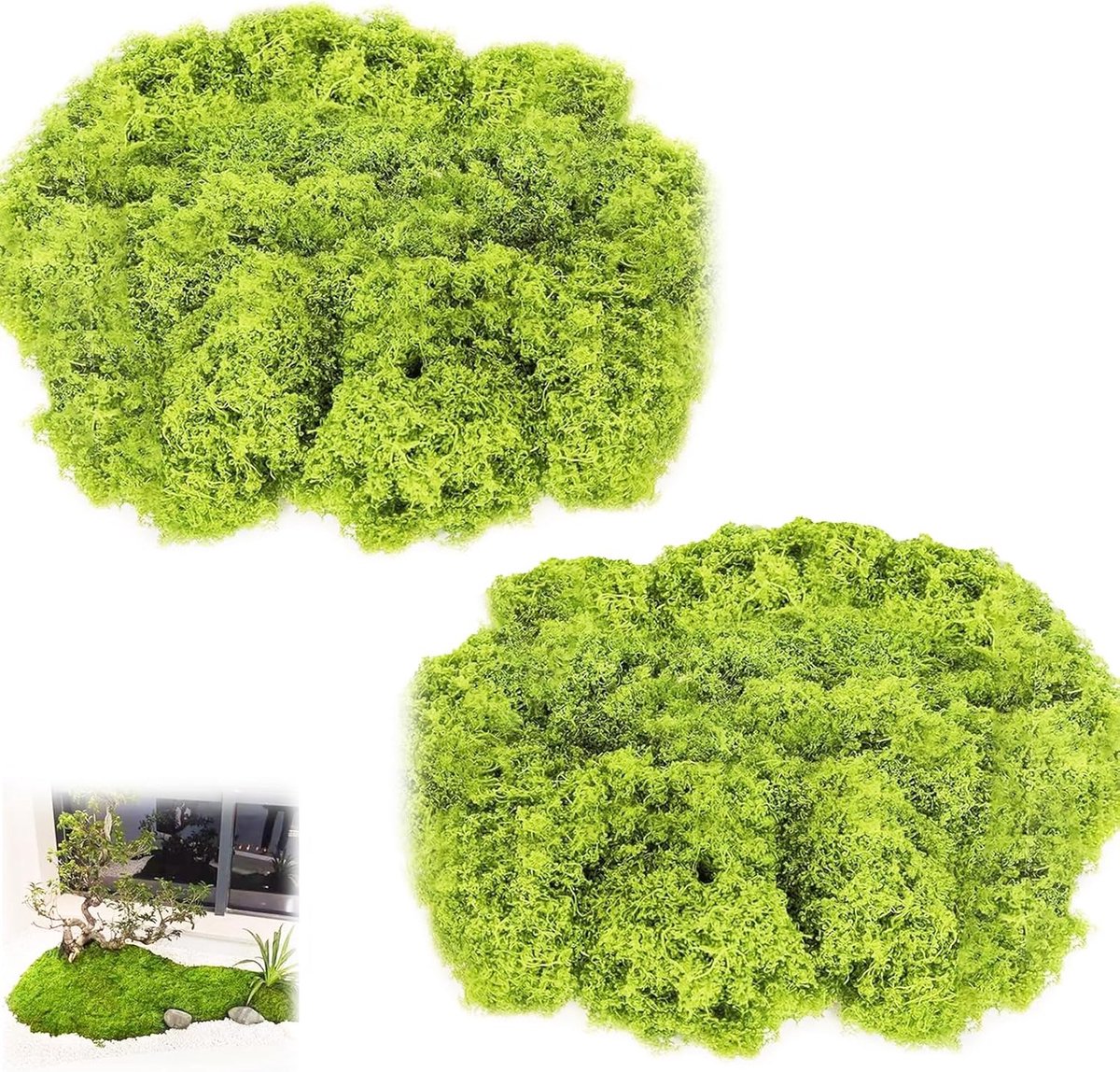 Kunstmos, 200 g kunstmos om te decoreren, kunstmos, decoratie, mosafbeelding voor muur, kribbe, aquarium, kribbe, modelbouw, lichtgroen