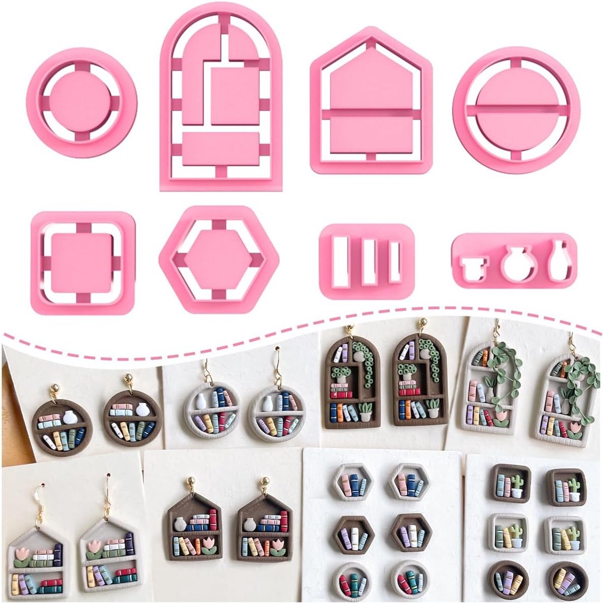 Terug naar School Kleisnijders voor Sieraden Maken, Polymeer Oorbellen, Boekenplank, Leraar - 8 Vormen