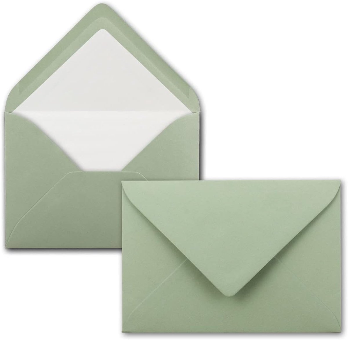 Paper 25 enveloppen eucalyptus (groen) - DIN C6 - gevoerd met wit zijdepapier - 100 g/m² - 11,4 x 16,2 cm - nat sluiten