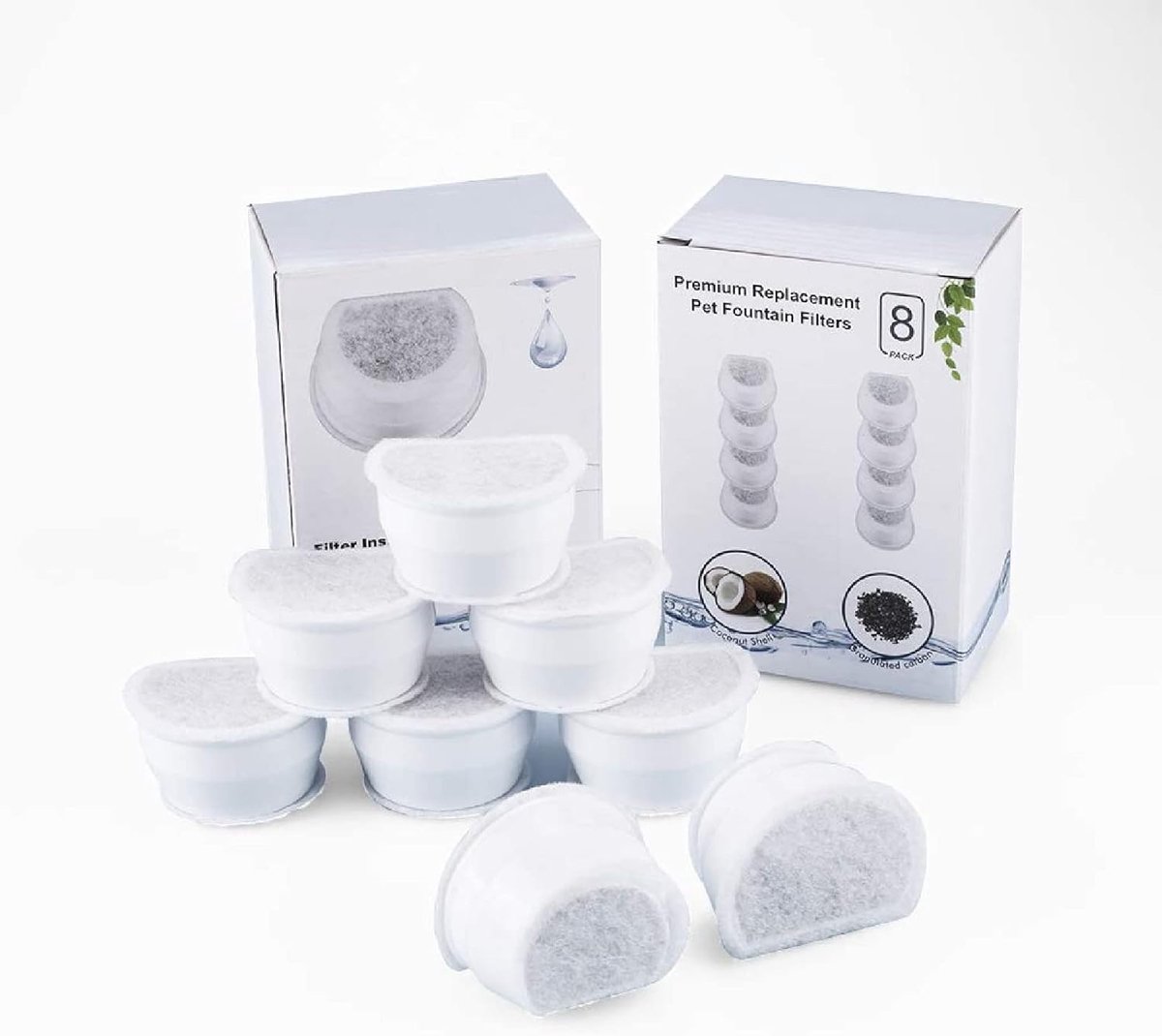 Waterfonteinfilter voor katten, reservekoolfilter voor waterfontein voor huisdieren, vervangingsfilter voor huisdieren, voor Avalon, 8 stuks