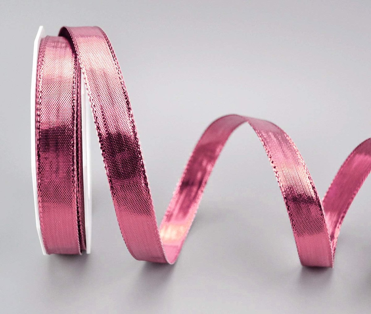 20 m x 15 mm Dekoband Glossy ROSA Glanzend lint metallic lint met draad glanzend cadeaulint Kerstmis draadkantband