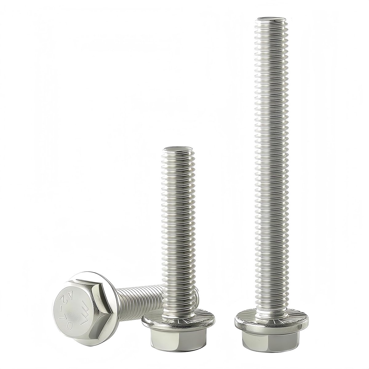 Flensbouten M8-1,25 RVS 304 (A2-70), DIN 6921, Zeskant met Flens, Blank Afwerking, Volledig Schroefdraad, 10 stuks