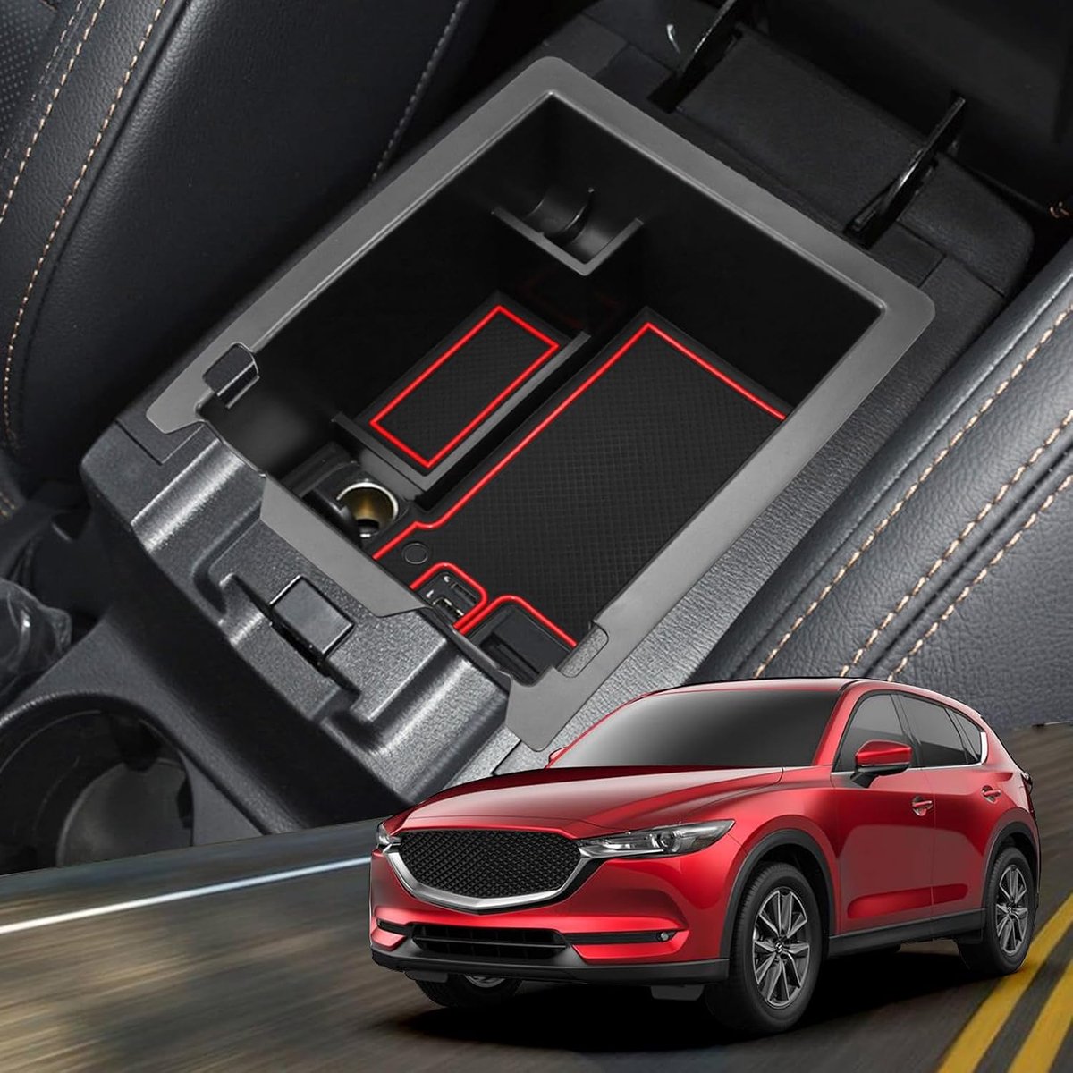 PIN Middenconsole CX-5 KF 2017-2023 Handschoenkastje voor Armleuning Organizer Mazda cx5 Opbergbox Met Antislipmat Auto-accessoire