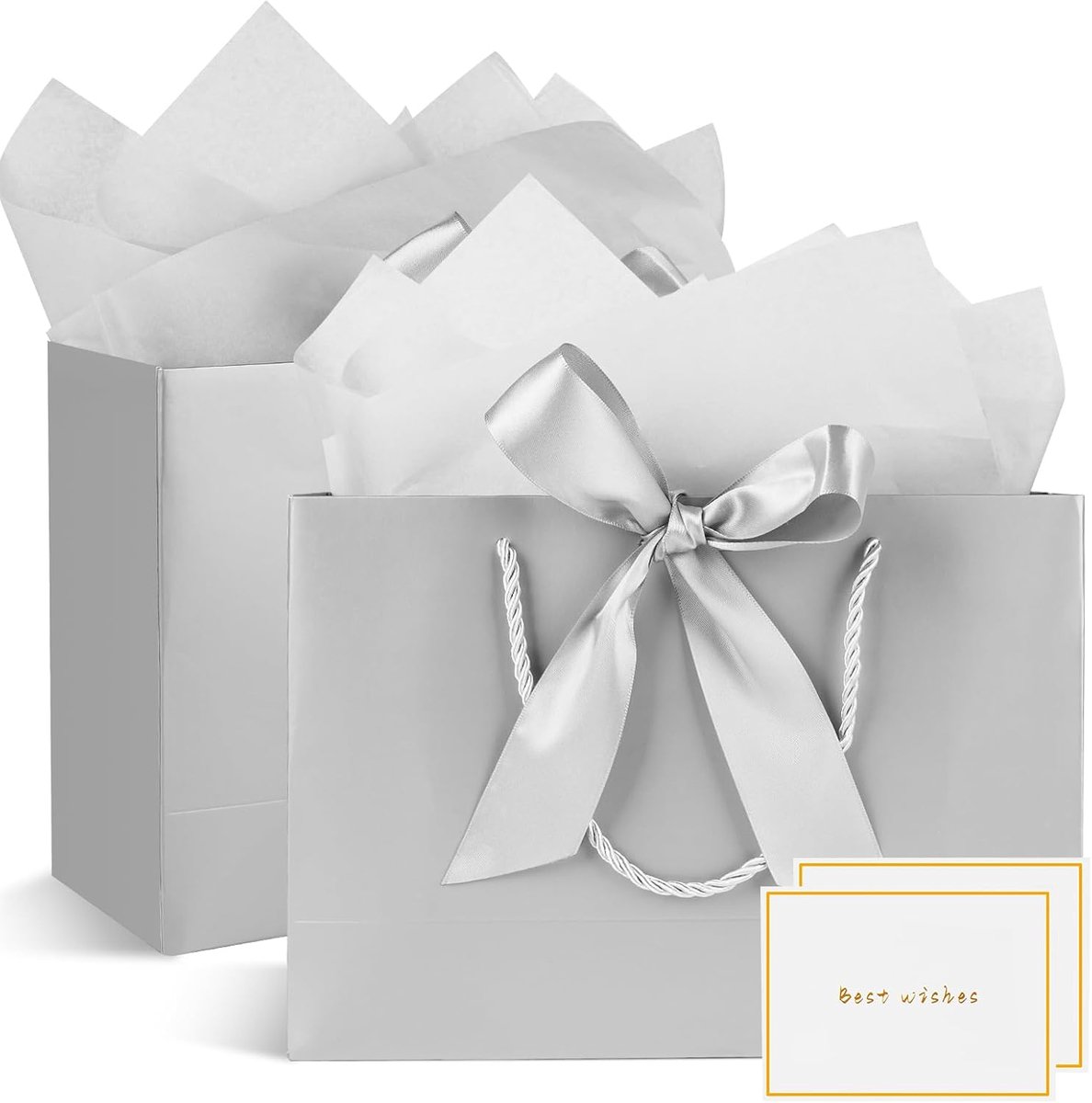 Cadeauzakjes van papier met 2 zakdoeken en kaarten, cadeauzakjes voor vrouwen, meisjes, bruidsmeisjes, verjaardagen, Valentijnsdag en huwelijksfeesten, 2 stuks