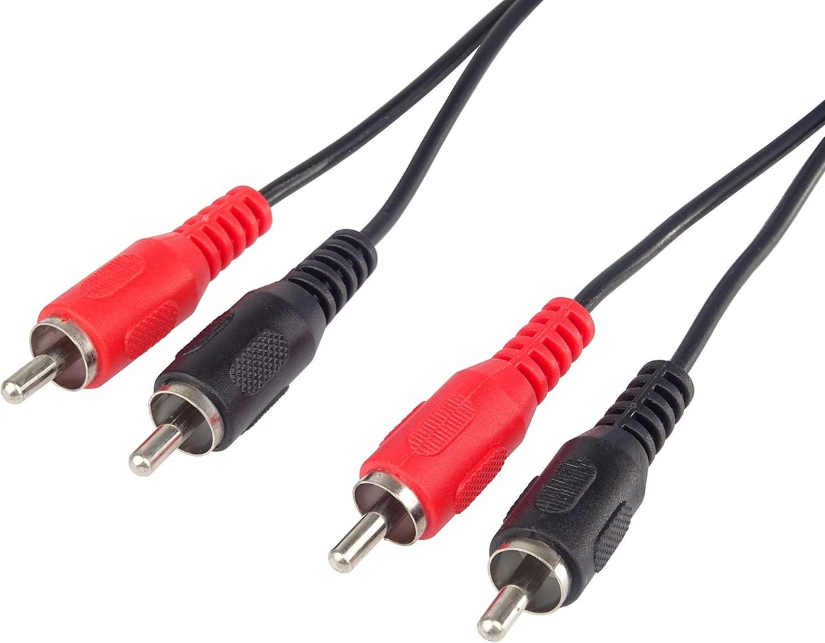 Cinch-kabel 15 m, 2x RCA stekker naar 2x RCA RCA-stekker, audio video verbindingskabel, stereo, voor tv, mobiele telefoons, MP3, HiFi, kleur zwart