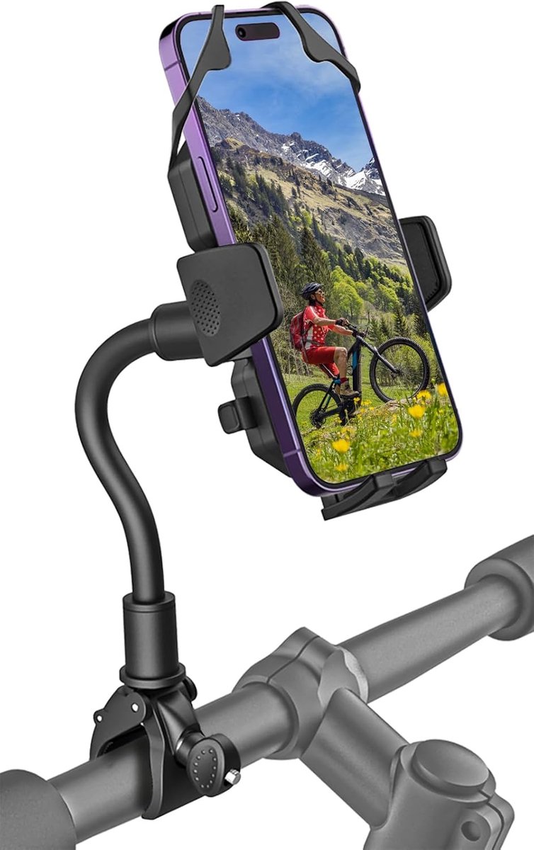 Stuurhouder Zwanenhals, Fiets Telefoonhouder | voor Motorfiets Scooter Kinderwagen - Universele Bike Phone Mount voor iPhone 17 Pro Max 16 15, Samsung S26 Ultra, 4-7" GSM