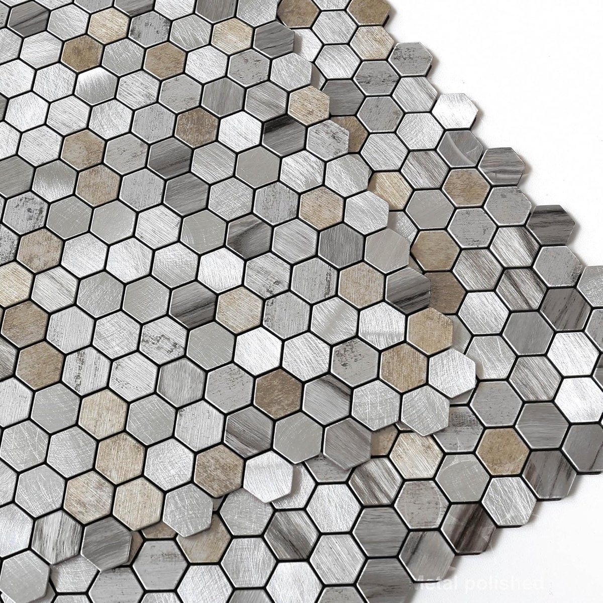 Backsplash Tegels Schil en Stok Zeshoek Penny Tegel,Klein Mozaïek voor Fornuis Backsplash (10 vellen, Grijs)
