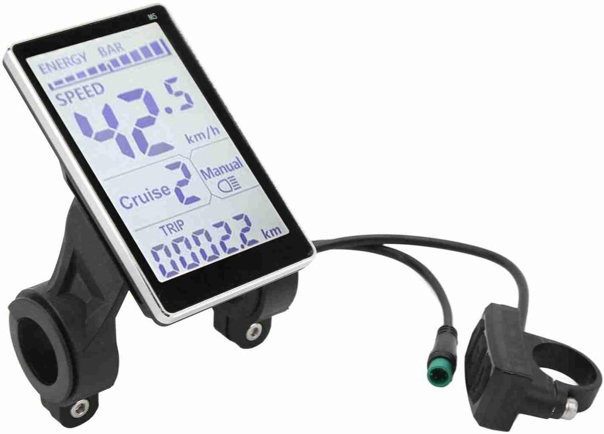Fiets LCD-Meter, LCD-Bedieningspaneel Fietscomputer 5-Pins 24v 36v 48v 60v Compatibel Met 31, 8 22, 2 Mm Elektrische Fietsen