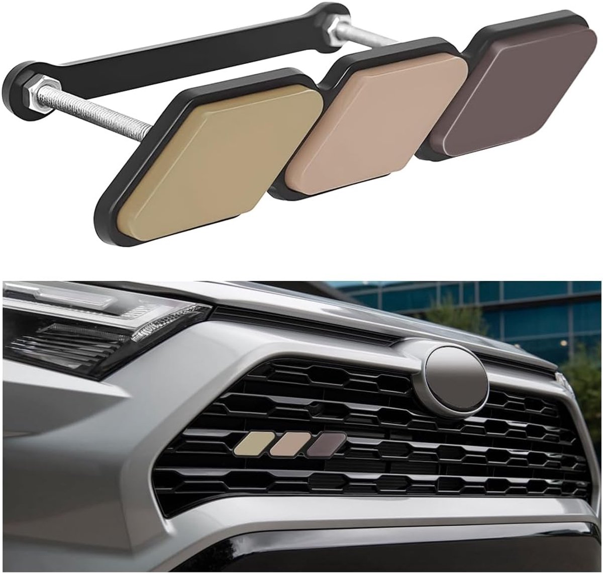 1 stuk driekleurige grille badge embleem decoratie, auto-accessoires vrachtwagen label sticker, universeel compatibel met Toyota 4 Runner Tacoma Tundra en ander gaas of gleuf rooster (goud)