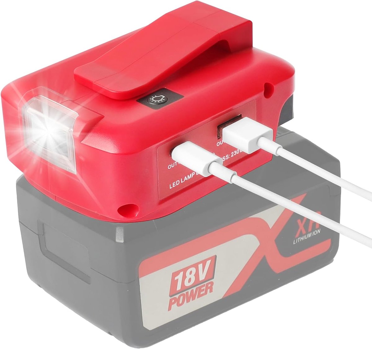 USB batterijadapter voor Einhell Power X-Change 18V - dual USB poorten - DC 12V uitgang - snel opladen van apparaten - SnelShoppen