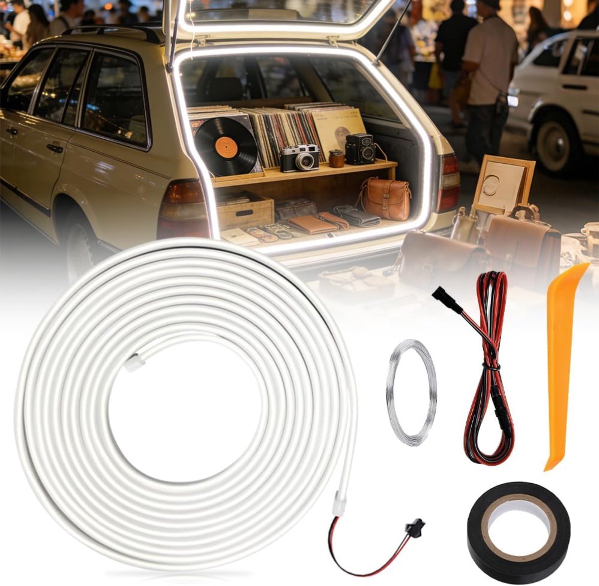 Auto Kofferbak Verlichting LED Strip - Dynamisch 4 m - Wit Licht - Handenvrij gebruik - SnelShoppen