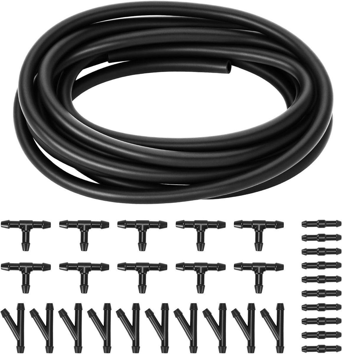 Ruitenwisserslang set 3 meter - rubber - met 30 aansluitingen - eenvoudig te installeren - SnelShoppen