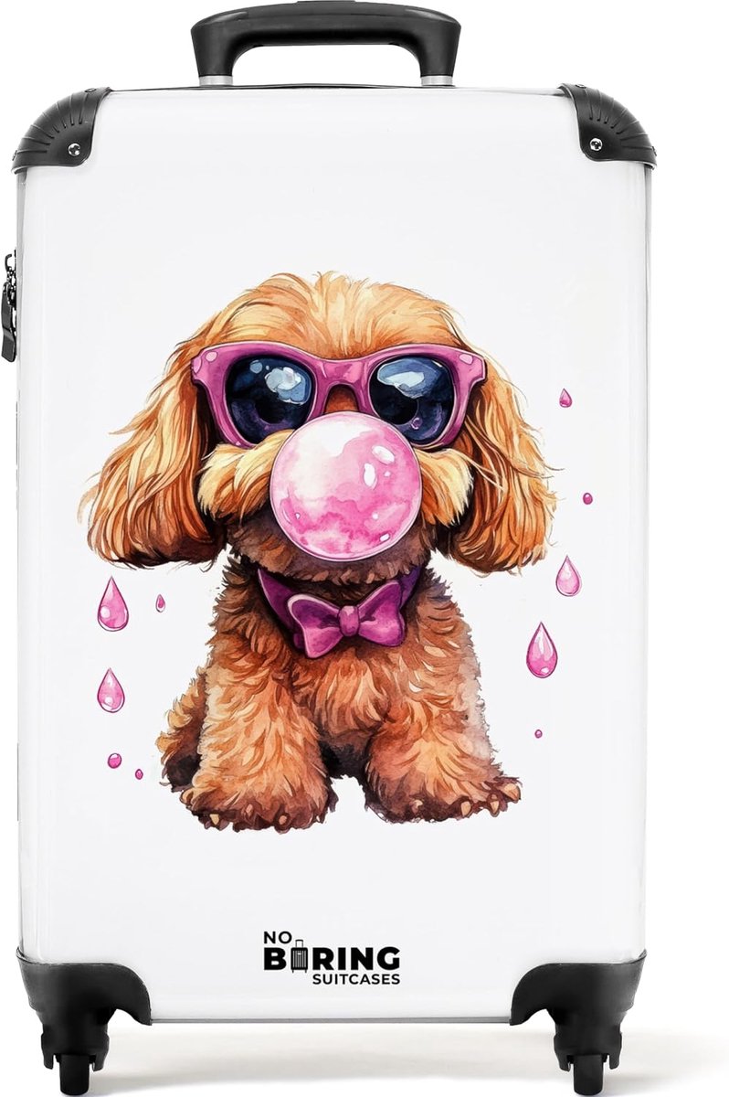 Kindersuitcase 55x35x20cm - Bruin - Hond - Lichtgewicht reiskoffer voor kinderen - ShopVlot