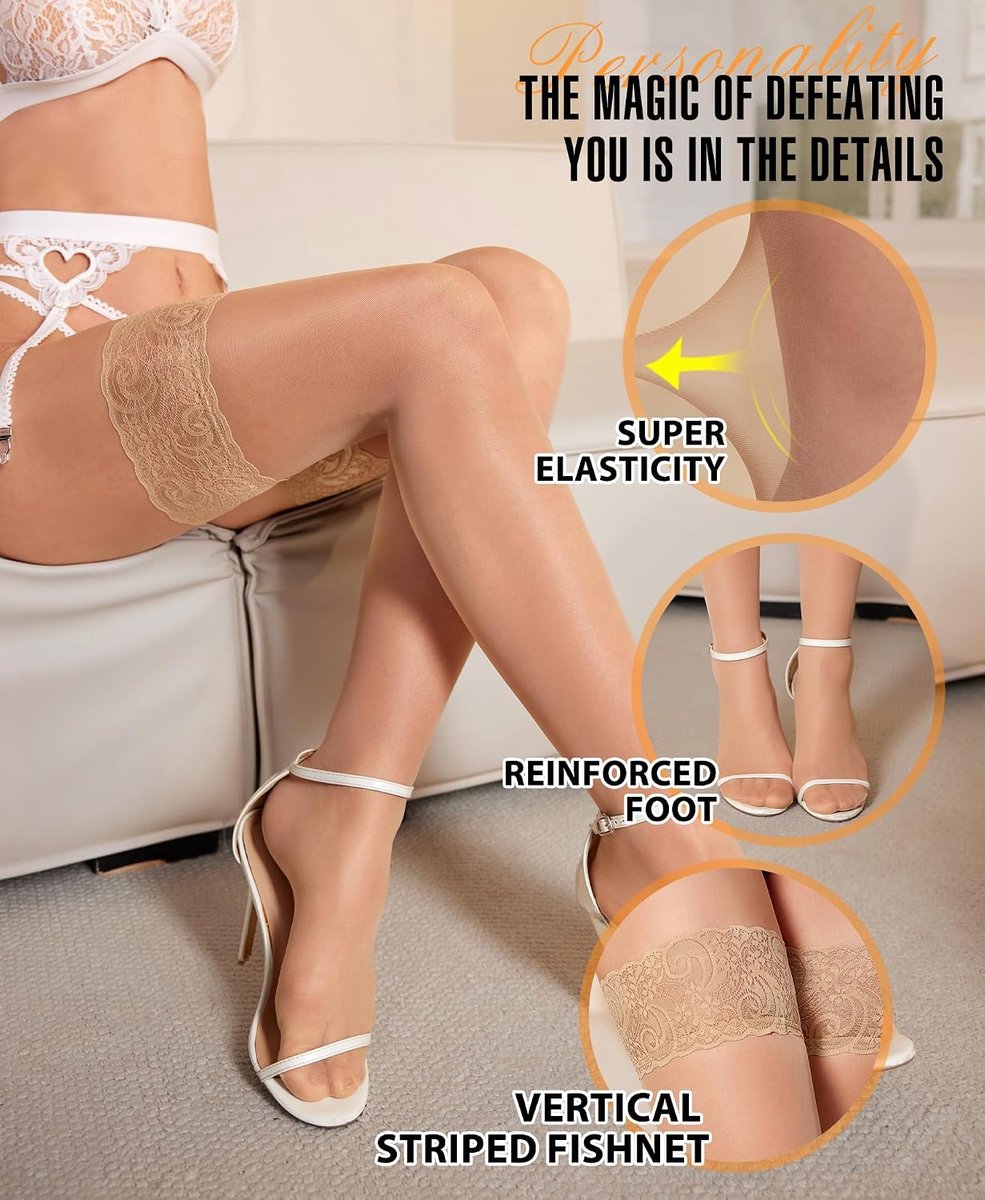 Sexy Kanten Kousen - 20D Dames Panty met Antislip Siliconen Kousen Hoge Dij voor Jarretelhouders