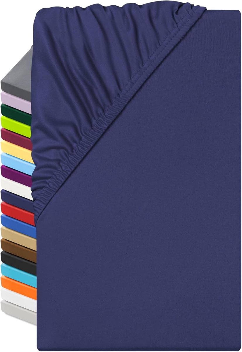 npluseins Microfiber Hoeslaken – ademend en geschikt voor mensen met allergieën 1519.2192, 80-90 x 190 cm, Navy