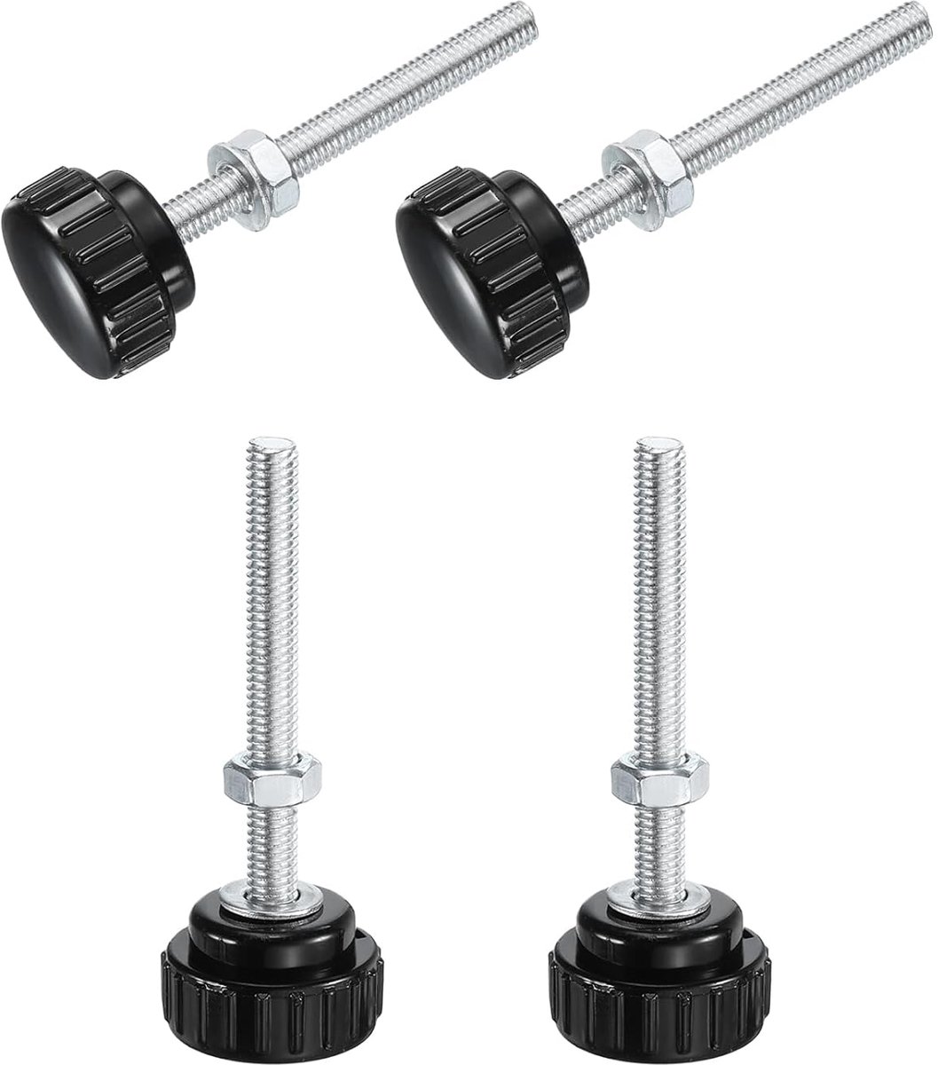4 stuks ratelsleutel met draad M6 x 55mm ronde kopschroef met moeren sluitringen, vleugelschroeven verzinkt koolstofstaal klemhendel 25mm klemknoppen voor machine