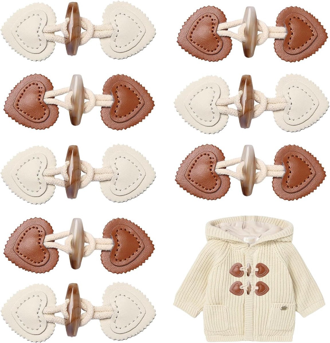 Knopen knevelsluiting knevelknopen kinderen dufflecoat sluiting beige en bruin lederen knevelsluitingen knopen sluiting jassen voor jas trui mantel kinderkleding jas