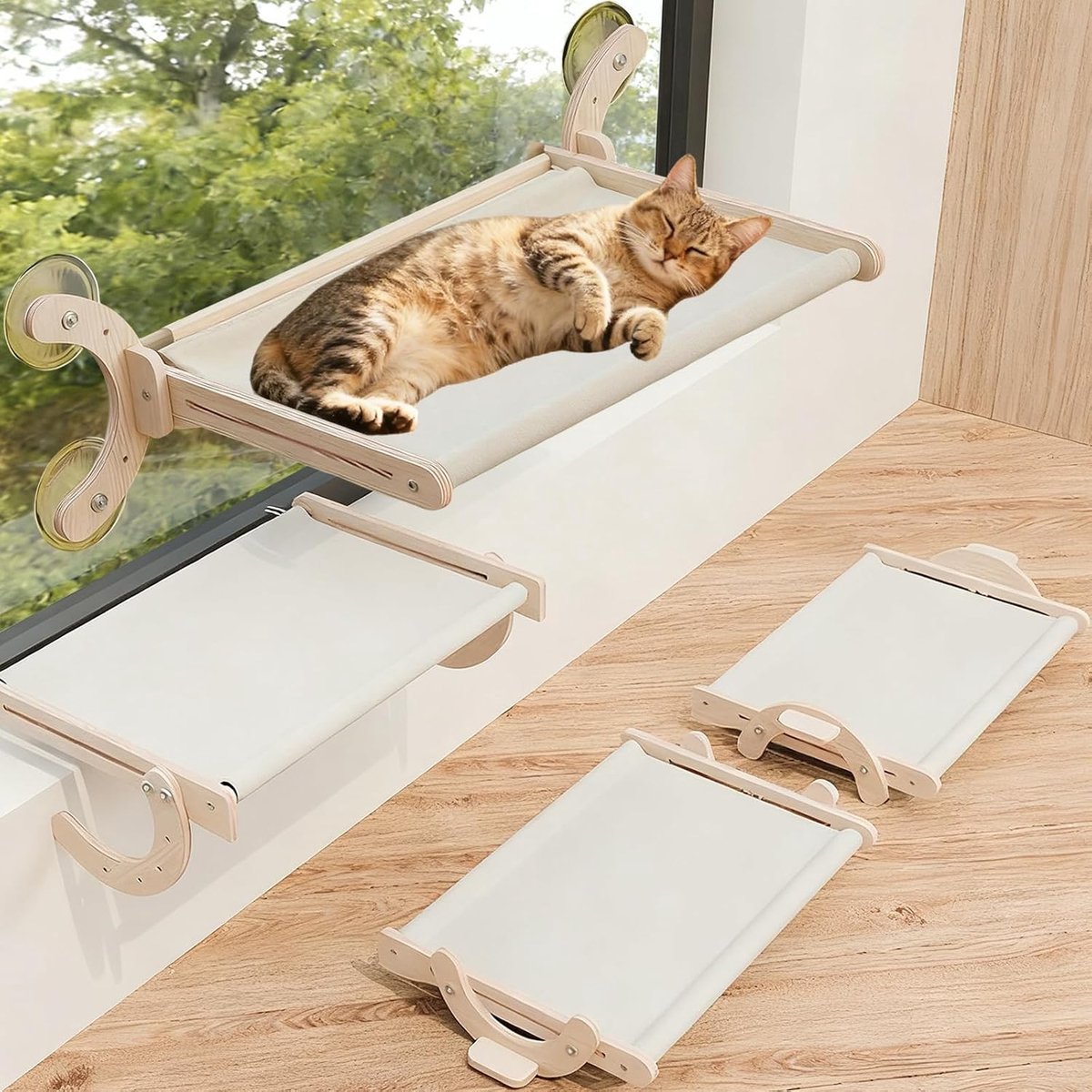 katzenbett, katzen fensterliege fensterhängematte Hängematte für katzen vouwbaar katzenbed raam fensterbrett katze Hout Stabiel katzenhängematt Comfortabel Fensterbank Draagvermogen15-20kg