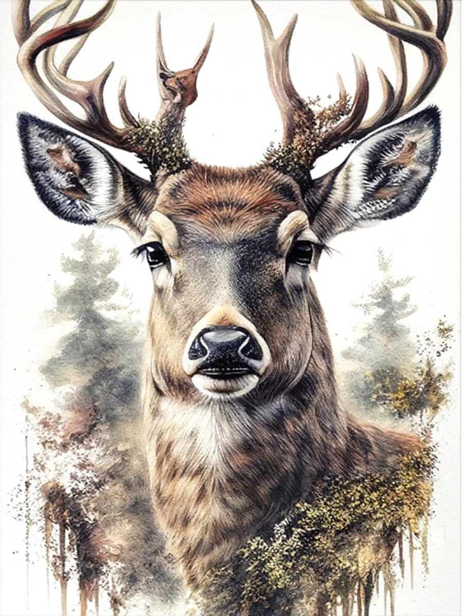 Hert Diamond Painting volwassenen, 5D hert diamant painting afbeeldingen volwassenen, doe-het-zelf diamond painting afbeeldingen dieren, diamant schilderij set voor wanddecoratie, 30 x 40 cm