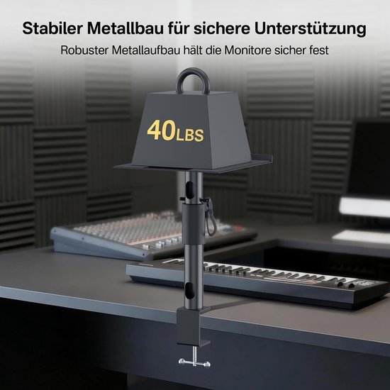 Standaards voor Edifier, KRK, Sony en andere boekenplankluidsprekers, in hoogte verstelbaar, kantelbaar en draaibaar, monitor stand voor PreSonus, JBL WR hoofdtelefoonhouder. — afbeelding 3