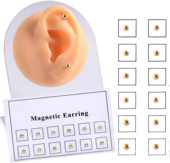 Neus sieraden zonder boren, magnetische studs voor neus van roestvrij staal, magnetische oorbellen voor vrouwen en mannen, met zilveren en gouden studs — afbeelding 2
