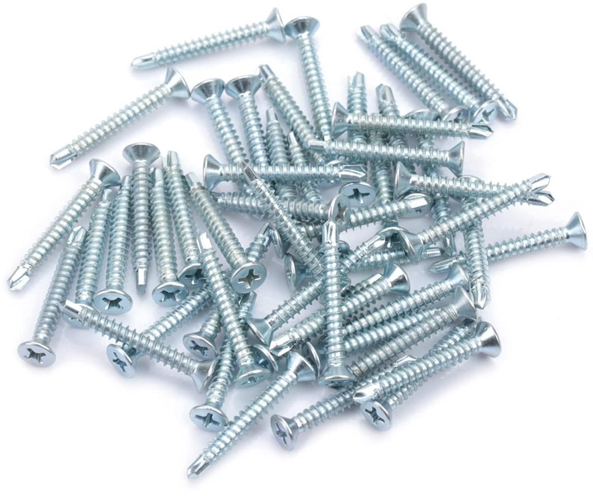 50 stuks metalen schroeven, zelftappend, roestvrijstalen plaatschroeven, zelfborende schroeven, set M4.2, zelfborende verzonken kopschroeven voor dunne plaat (M4,2 x 50)
