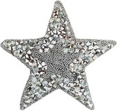 Ster Strass Strijk Embleem Patch Zilver 6 cm / 6 cm / zilver Zilverkleurig