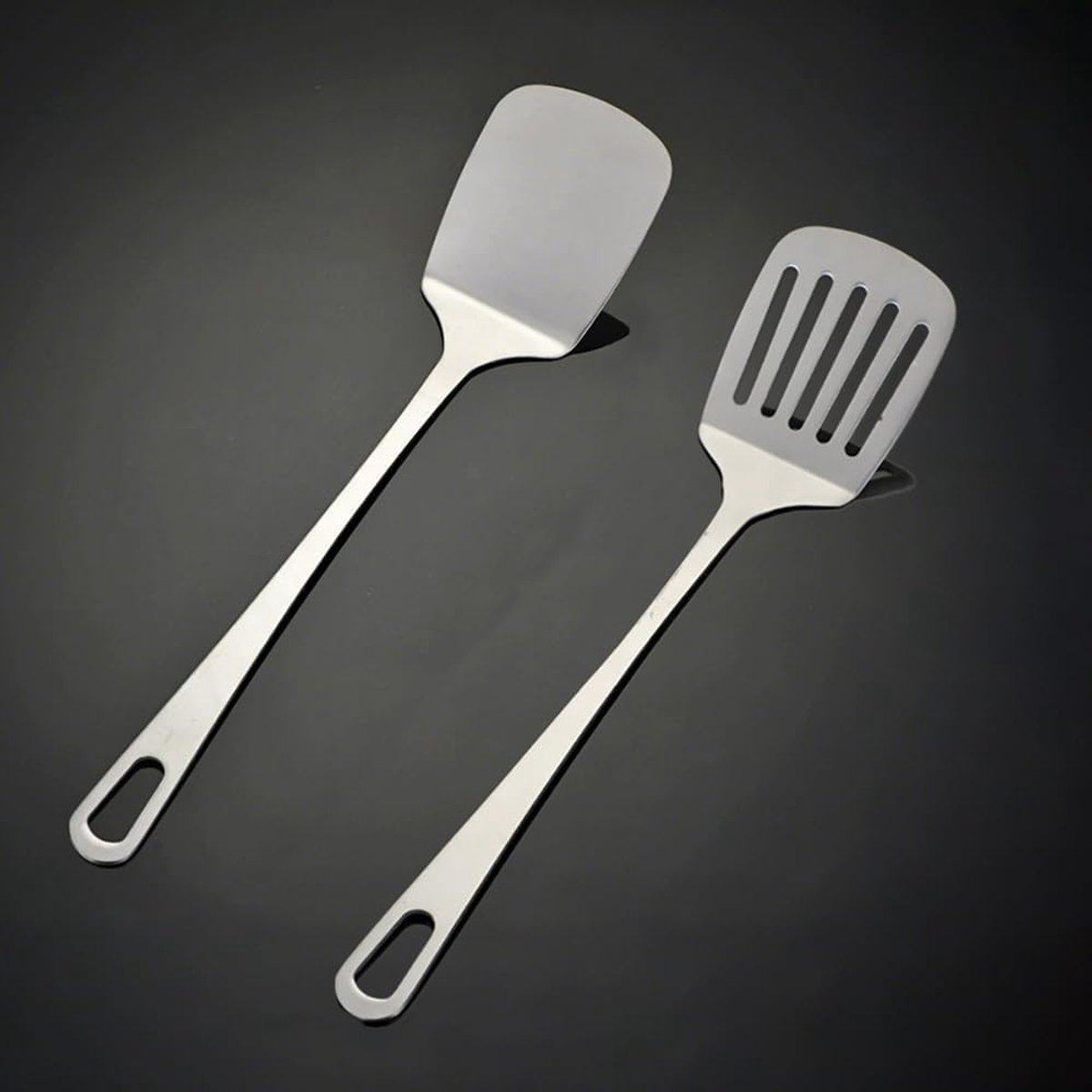 Spatel, roestvrij staal, 35 cm, keukengerei met platte steel, spatel en schep voor pannenkoeken, vis en eieren, vaatwasmachinebestendig