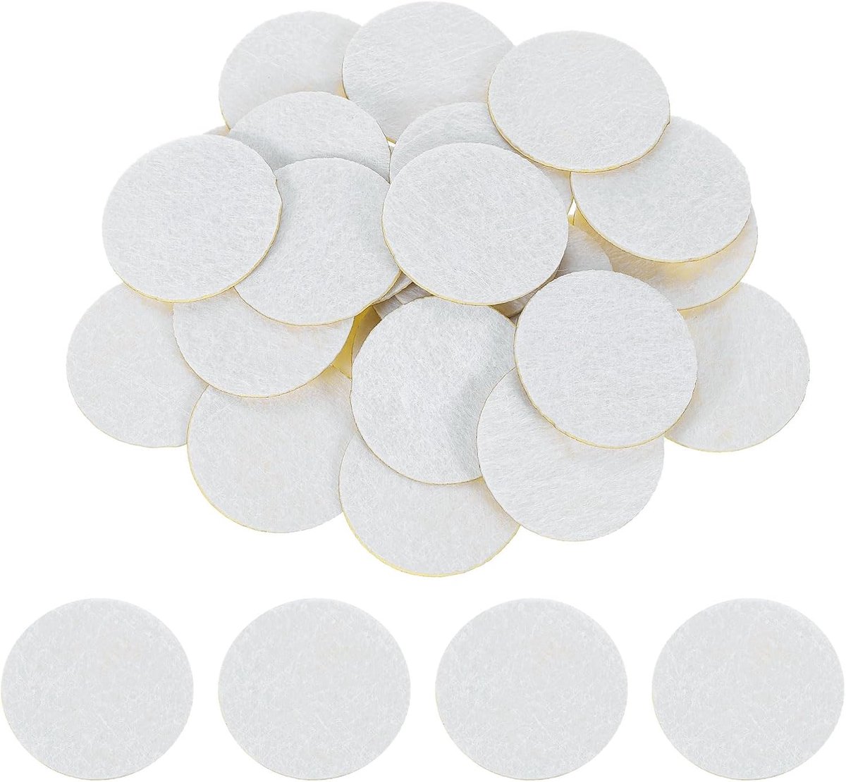 120 stuks ronde viltcirkels, 30 mm, witte vliesstickers, zelfklevende vilten pads, voorgesneden vilten pads voor naaien, kostuumhandwerk, snijden, handwerk, doe-het-zelfprojecten