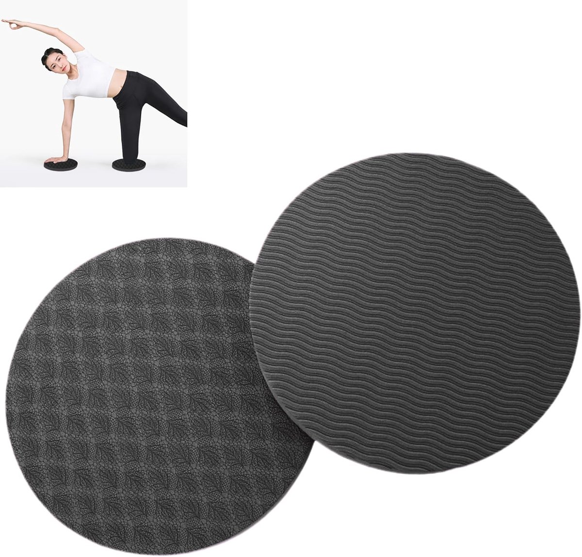 Sportmat, yogablok, kniebeschermers, antislip, geschikt voor yoga, gymnastiek, pilates en aerobic-oefeningen, beschermt je knieën, 2 stuks, zwart