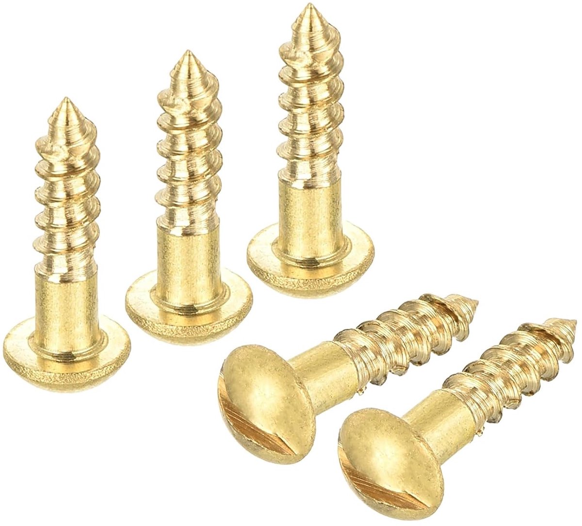 Houten schroeven M3 x 12 mm sleuf ronde kop messing zelftappende schroef 20 stuks