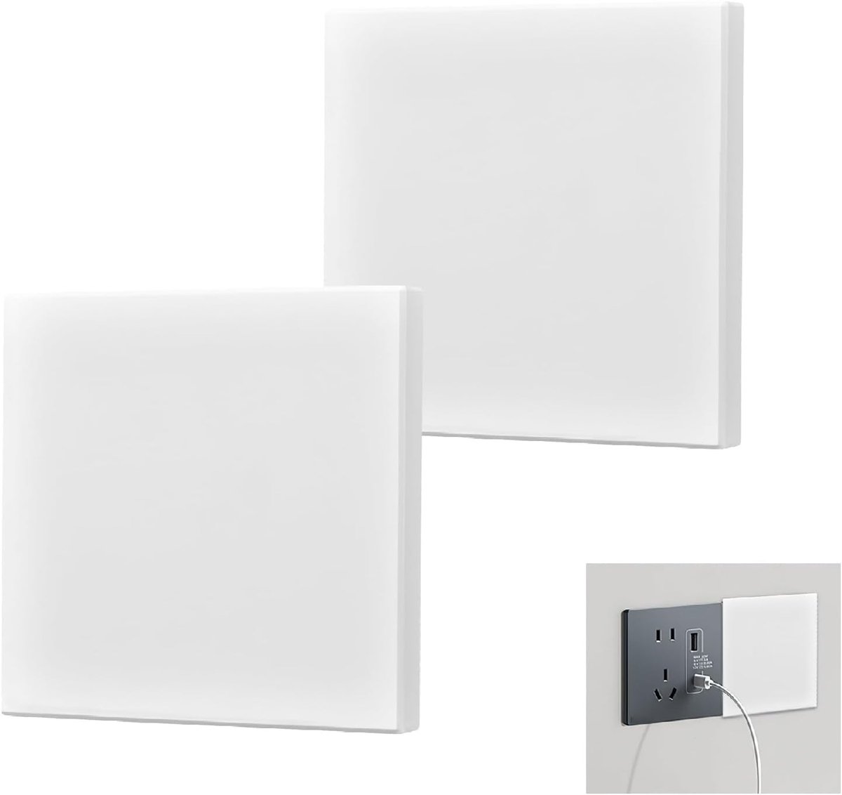 inbouw, 2 stuks, 86 x 86 mm, afdekking voor ongebruikte stopcontacten of schakelaars, wit, precies passend en duurzaam, eenvoudige montage voor thuis en op kantoor
