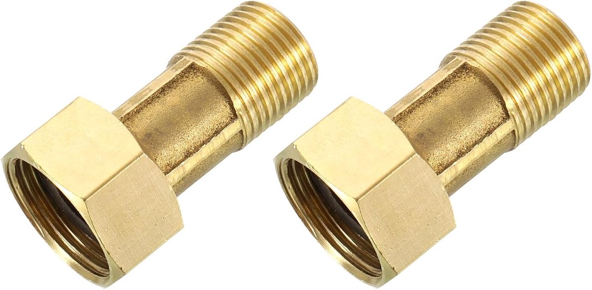 2 stuks messing watermeter buisfitting, G1/2" mannelijk x G3/4" vrouwelijke schroefdraad messing zeskantige nippel connector met afdichtring voor watermeterkoppeling vervanging reparatie