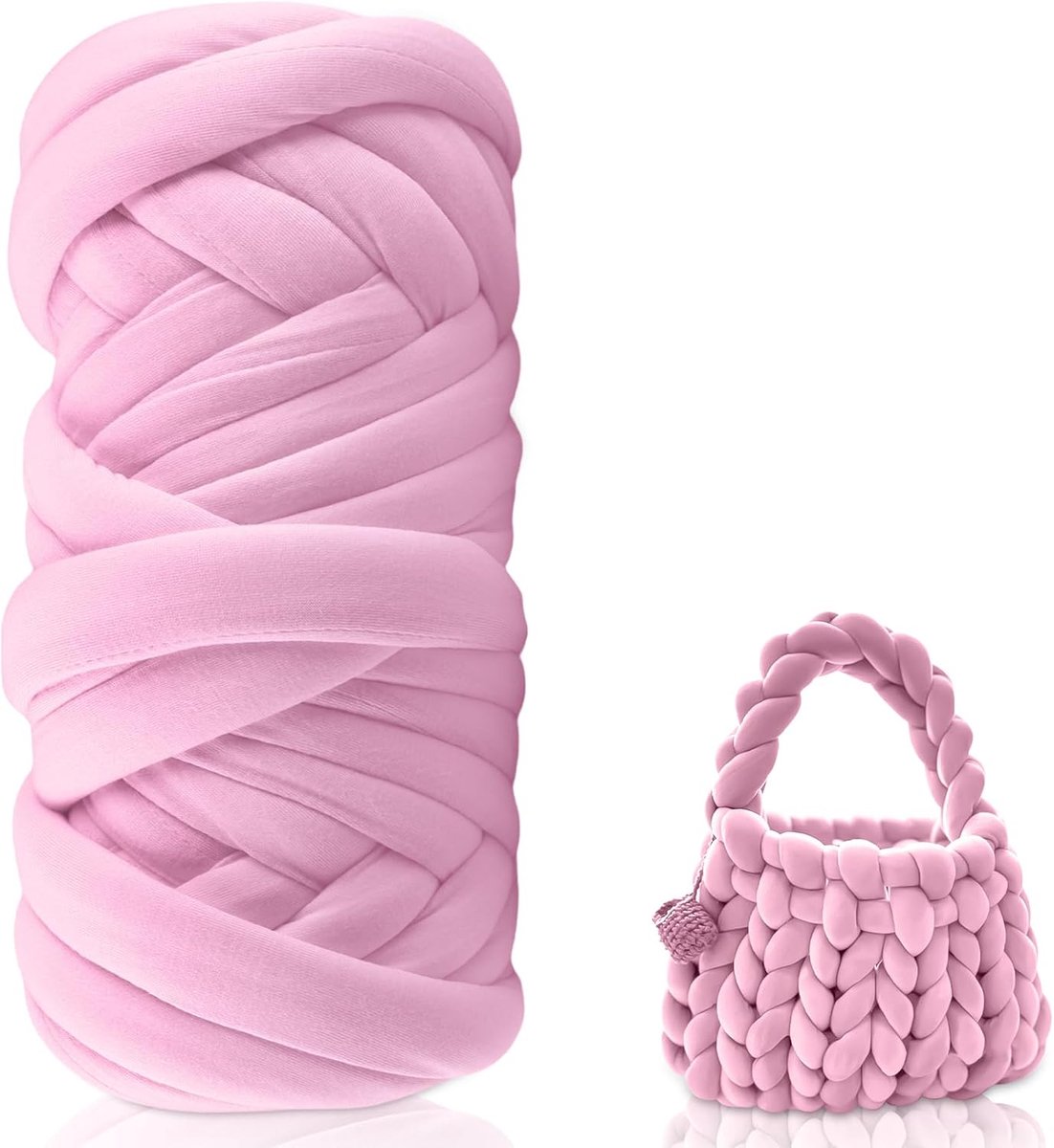 500 g/25 m, volumineuze Chunky Yarn slanggaren, haakwol, grof gebreide knuffeldeken, chunky-wol om met de hand te breien, armbreien, IJslandse wol voor beginners (lichtroze)