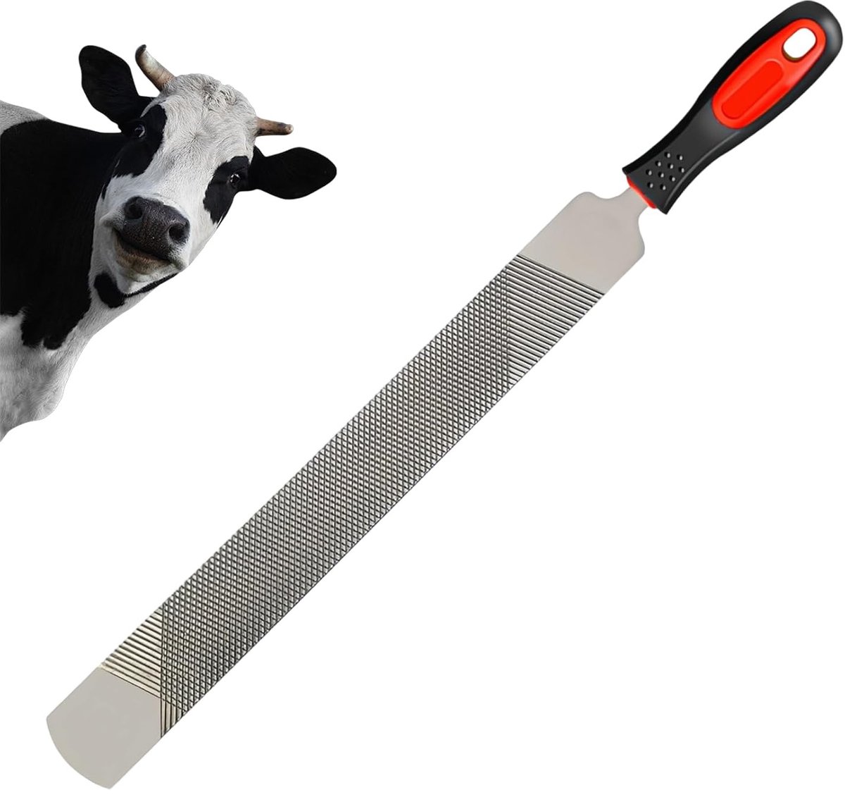 200 mm Dubbelzijdig Paardenhoefraspelmes, Hoefraspel van koolstofstaal, 200 mm hoefraspel voor paarden met greep, voor hoefsmid voor hoefverzorging bij paarden, schapen en runderen