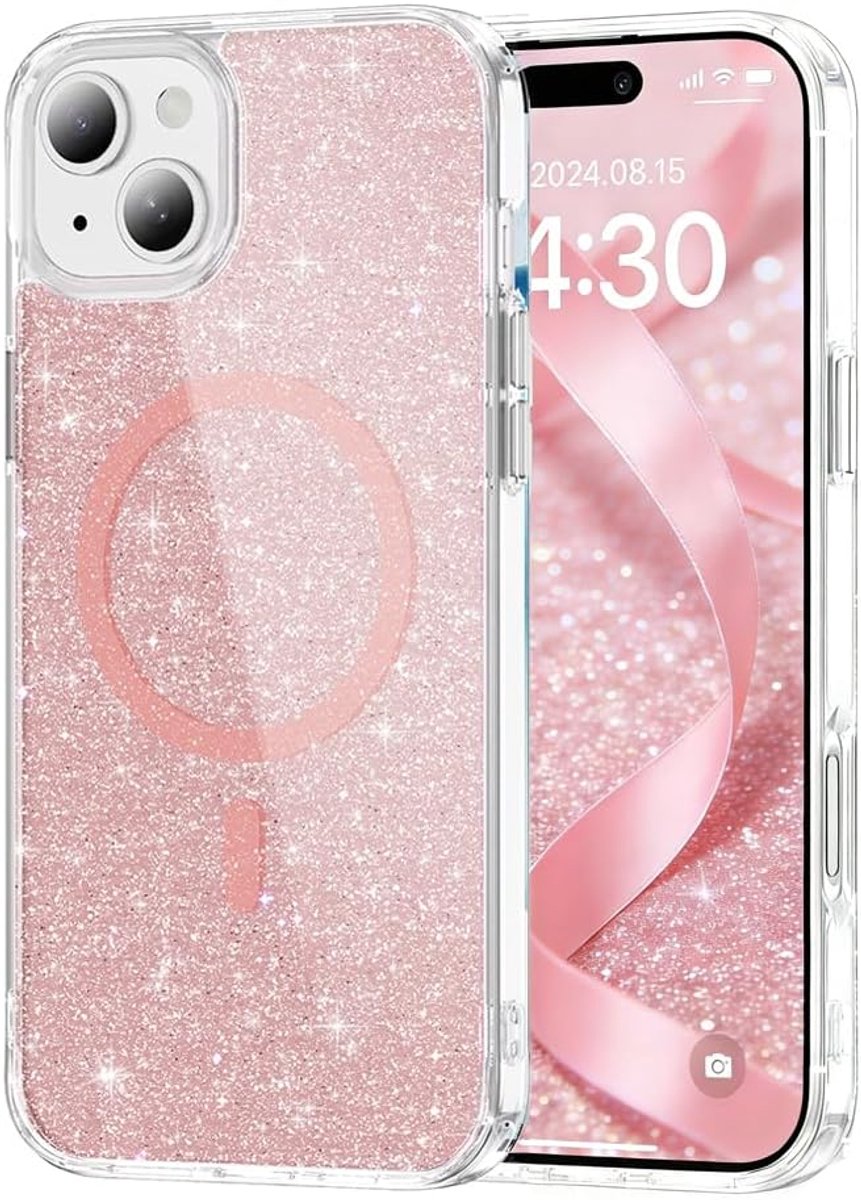 glitterhoesje voor iPhone 13/14, compatibel met MagSafe Slim Soft TPU Bumper Cover Bling voor Vrouwen Meisjes Anti-Kras Schokbestendig Transparant Telefoonhoesje voor iPhone 14