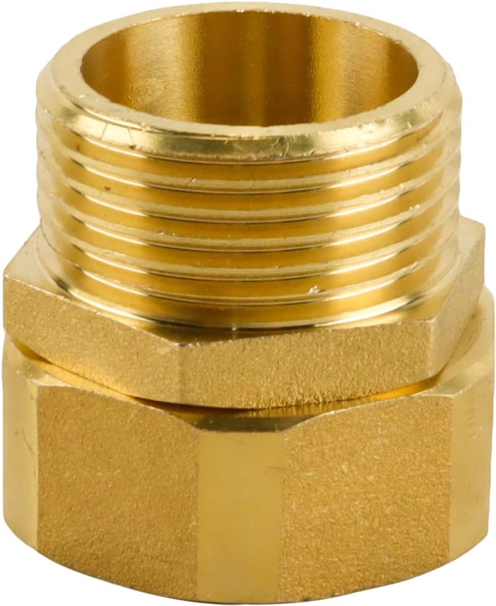 Messing schroefconnector G1 inch mannelijk x G1 inch vrouwelijk draad DN25 met beweegbare moer voor watermeter, loodgieterswerk en verwarmingssystemen