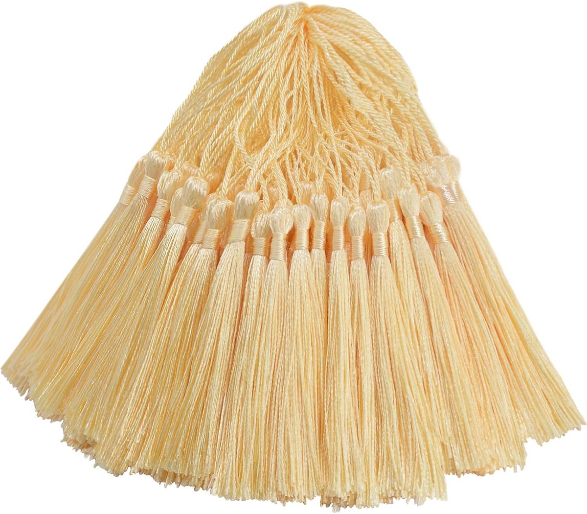100 stuks mini zijdeachtige kwasthangers, handgemaakt, hangend, knutselen, cadeau voor doe-het-zelf bladwijzers, sieraden maken, tas, sleutelhanger, decoratie, slinger en feestaccessoires (beige)