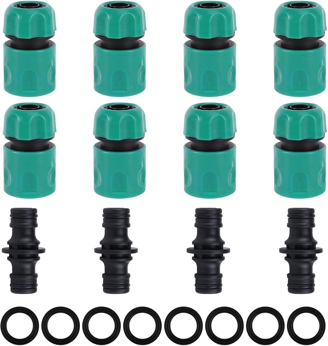 12 stuks slangkoppelingsset, 1/2 inch, 13 mm, dubbele stekker, tuinslang, verbindingen, verlenging, verbindingsstuk, plastic, twee-weg koppeling voor tuin en huiswaterkraan